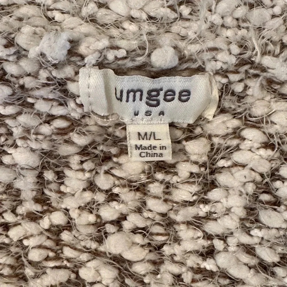 UMGEE Womens Open Front Cardigan Sweater Fringe Hem Cream Brown - Picture 8 of 10